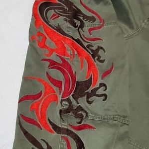 Vintage grunge Dear AB green cargo dragon pants.